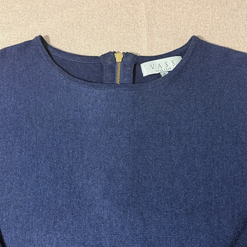 Joan Vass Navy Blue Long Sleeve Tunic Sweater SZM - Picture 13 of 15